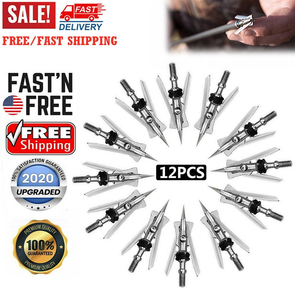 Steel Broadheads Bow Hunting Arrow Tips Screw Thread for Crossbow and Compound Bow