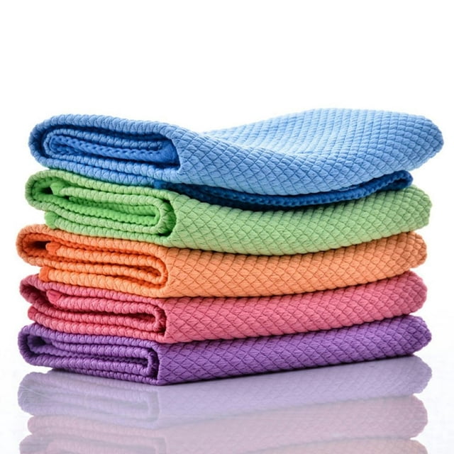 5Pcs Microfiber Cleaning Cloths Rags Kitchen Dish Towel Absorbent Wiping Rags Household Rag Dish Cleaning Cloth