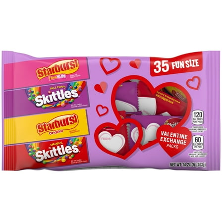 Mars Mixed SKITTLES & STARBURST Chewy Valentine's Day Candy, 35 Ct Bulk Bag