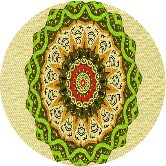 Ahgly Company Machine Washable Indoor Round Transitional Dark Golden Rod Brown Area Rugs, 6' Round