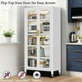 thumbnail image 5 of S-HOME 65 Inch Kitchen Pantry Storage Cabinet, White Metal Display Storage Cabinet with Wheels, Adjustable Shelves for Home, 5 of 8