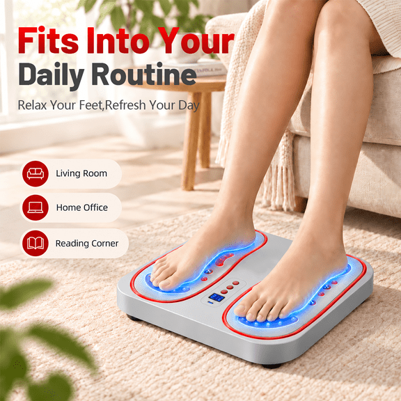 EMS Foot Massager Mat with Heat, Electric Foot Massage Pad with Multiple Modes & Intensity Levels, Relaxation Device for Feet at Home, Portable Foot Massager for Men and Women