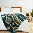thumbnail image 4 of Home Soft Things Southwest Faux Fur Sherpa Throw - Deep Teal - 50" x 60", 4 of 13