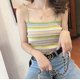 thumbnail image 1 of Camisola de mujer VISgogo patrón de Rayas tirantes de hombro Sin Mangas Verano talla única, 1 of 2