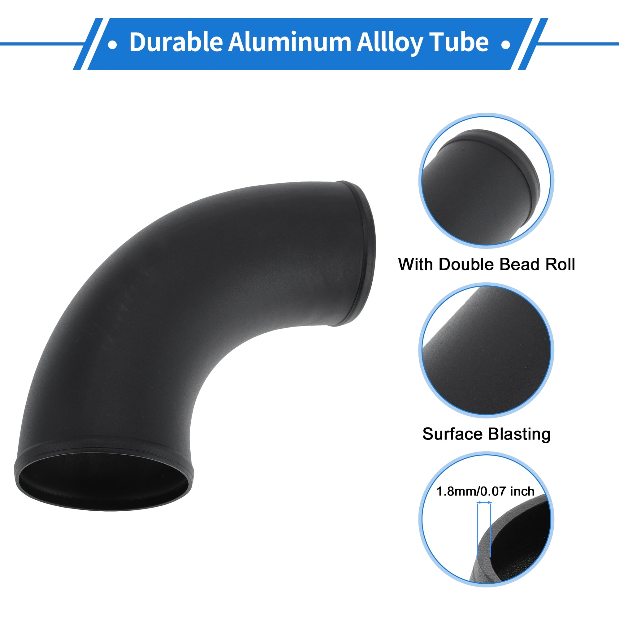 Unique Bargains 90 Degree Bend Aluminum Alloy Tube Intercooler Pipe 5.9" Length 5" OD