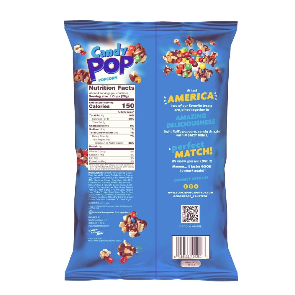 Candy Pop M&M’s Minis Popcorn, Sweet and Crunchy Chocolate Snack, 4 oz Bag with olive green bowl by ValueNest