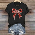 thumbnail image 2 of Kaemgyyd Valentine Shirts for Women Vintage Bow Printed T Shirt Rolled up Short Sleeve Valentines Gift Casual Tee Tops, 2 of 6