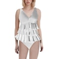 thumbnail image 1 of Duoif Maillot de Bain une Pièce pour Femmes, Maillot de Bain à Volants, Robe de Bain Rétro Couvrante, Maillots de Bain pour Femmes, Contrôle du Ventre, Blanc G, 1 of 4
