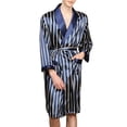 thumbnail image 2 of SWSMCLT Men's Satin Robe Pajamas Shorts 2 Piece Long Sleeve Luxury Valentine's Day Halloween Lightweight Comfy Cool Thin V Neck Pjs Striped XX-Large, 2 of 4