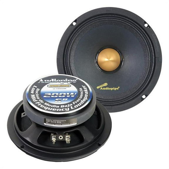 Audiopipe  6 in. 200W Max Each Gold Bullet Dust Cap Low Mid Frequency Loudspeaker