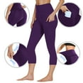thumbnail image 2 of Kvture Capri Leggings for Women with Pockets Tummy Control Butt Lifting Yoga Pants High Waisted Stretch Workout Running Leggings Purple XXXL, 2 of 9