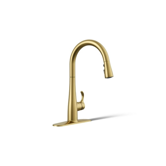 Kohler 22036-2MB Simplice Touchless Pull Down Kitchen Faucet, Kitchen Sink Faucet with Pull Down Sprayer, Vibrant Brushed Moderne Brass