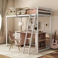 thumbnail image 2 of Furniture of America Two-Tone Kids Metal Twin Loft Bed with Guardrails, White and Gold, 2 of 9