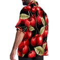 thumbnail image 3 of Cherry Men's Short Sleeve Spread Collar Button Down Beach Print Casual Shirts, 3 of 6