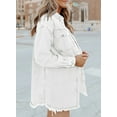 thumbnail image 2 of SHEWIN Denim Jacket for Women Shackets Denim Casual Light Jean Jackets Boyfriend Distressed Fall Coat White, 2 of 5