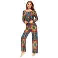 thumbnail image 2 of Long Sleeve Pajama Set For Women Comfy Set Soft Sleepwear Traditional Mexican Pattern, 2 of 7