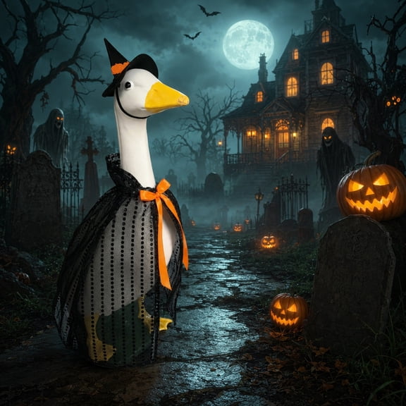 AuroraX 23 inch Porch Goose Fall Outfit Sets Black Gothic Dress Halloween Porch Goose Clothes Set 17 19 20 inch Funny Front Porch Goose 23 inch Clothing Lawn Garden Decor