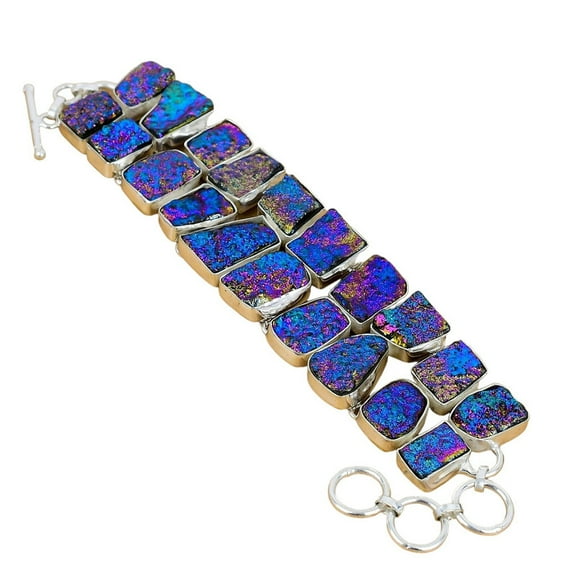 Titanium Druzy Bracelet 925 Sterling Silver | Handcrafted Sparkling Crystal Jewelry for Her