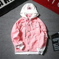 thumbnail image 4 of Leesechin Clearance Men Big and Tall Denim Jacket and Velvet Stand-collar Single-breasted Jacket Coat Pink L, 4 of 4