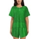 thumbnail image 1 of Fotbe Green Sparkling Shiny Conjunto de Pijama Estampado para Mujer, 2 Piezas, Ropa de Dormir con Camiseta de Manga Corta y Shorts Suaves-Small, 1 of 6