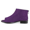 thumbnail image 2 of YDN Women Comfort Block Low Heels Ankle Bootie Peep Toe Pumps Versatile Suede Flats Shoes with Back Zipper Daily Size 4 Purple, 2 of 5