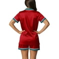 thumbnail image 5 of UAMVSH Christmas Pajamas for Women 2 Piece Outfits Button Down T-Shirts and Shorts Satin Pj Set Casual Color Block Sleepwear with Pocket, 5 of 7
