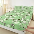 thumbnail image 3 of Homewish Kawaii Frogs 3pcs Twin Sheet Sets For Preppy Children,Cartoon Animal Twin Fitted Sheet,Green Pink Breathable Flat Sheet,Microfiber Bedroom Decor, 3 of 7