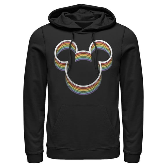 Men's Mickey & Friends Rainbow Logo Pull Over Hoodie Black 2X Large