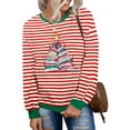 thumbnail image 5 of Yteetum Christmas Sweatshirts for Women Oversize Crewneck Christmas Color Matching Stripe Print Pullover Hoodless Sweatshirts Top Womens Christmas Print Round Neck Loose Sweatshirt Fall Clothes, 5 of 6