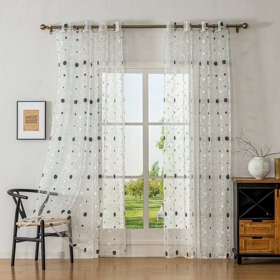 Sunyuer Embroidered Premium Soft Decorative Sheer Voile Light Filtering Grommet Window Treatment Curtain Drapery Panels Bedroom & Living Room - Set of 2 Panels