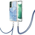 thumbnail image 2 of Case for Samsung Galaxy S23, Adjustable Detachable Crossbody Strap Neck Strap Silicone Bumper Marble Painted TPU Ultra Thin Shockproof Protective Phone Case Cover for Galaxy S23, Blue, 2 of 7