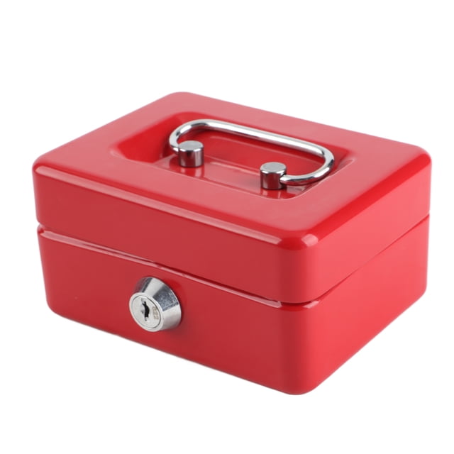 Metal Cash Box with Money Tray Lock Box, Mini Money Saving Organizer for Household Cash Management, Portable Money Storage Safe for Car