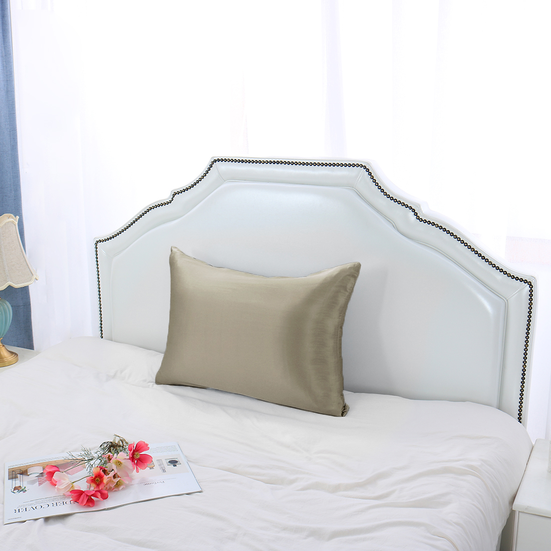 3 Pack 19 Momme Smooth Mulberry Silk Pillow Case Cover, Standard, Light Brown