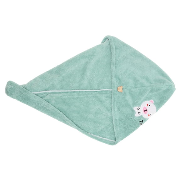 1 Pc Women Soft Rabbit Pattern Hair Towel for Bathroom Vacation Travel Green Coral Velvet