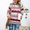 thumbnail image 2 of Sudadera Con Capucha Para Mujer, Sudadera De Fibra De Poliéster, Manga Larga, Rayas Coloridas, Con Capucha, Cordón De Lana, Cómoda Para Ir De Compras ANGGREK Raya Fina Roja M, 2 of 6