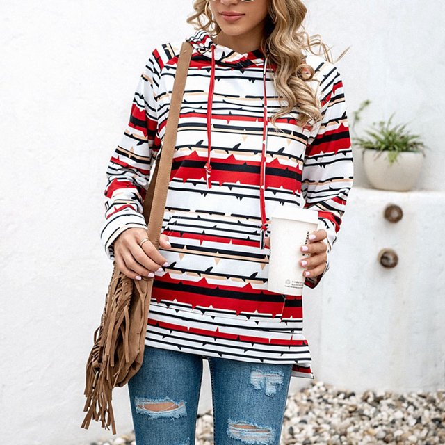 Sudadera Con Capucha Para Mujer, Estampados De Fibra De Poliéster, Sudadera De Manga Larga, Forro Polar, Cómodos Bolsillos Grandes Para Uso Diario ANGGREK No