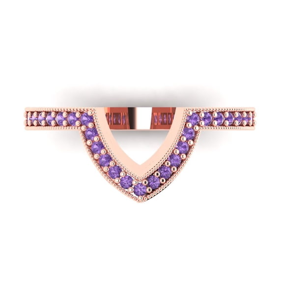 0.25 ct Brilliant Round Cut Simulated Alexandrite 14k Rose Gold Stackable Band SZ 8