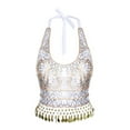 thumbnail image 6 of EHRWE Tank Top For Women Sequin Crop Top Belly Dance Bra Top Talter Tank Top Costume Sequin Tassel Top Casual Loose Fit, 6 of 7