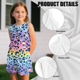 thumbnail image 6 of chaqlin Rainbow Leopard Print Girls 2 Piece Summer Outfits Sleeveless Round Neck Tank Top Elastic Waist Flare Pants with Pockets Trendy Vacation Clothes, 6 of 7