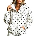 thumbnail image 6 of Raeneomay Women's Polka Dot Hoodie - Zip Up Long Sleeve Pocket Jacket S-XXXL, 6 of 6