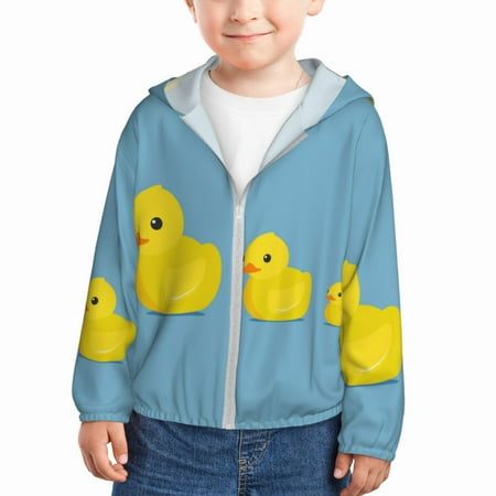 

Lukts Cute Ducky Print Children s Long-Sleeved Sun Protection Clothing Hooded Sweatshirts for Boys and Girls Outdoor Sports-5 Years