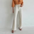 thumbnail image 2 of Pantalones holgados informales para mujer: pantalones rectos con abertura, cintura elástica, tallas S-L, 2 of 7