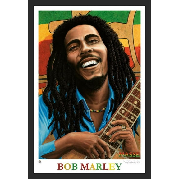 BUY ART FOR LESS Officially Licensed Bob Marley Tuff Gong Framed Art Poster - 24 x 36 Inch - Sturdy Engineered Wood Frame with Plexi Glass - Ready To Hang