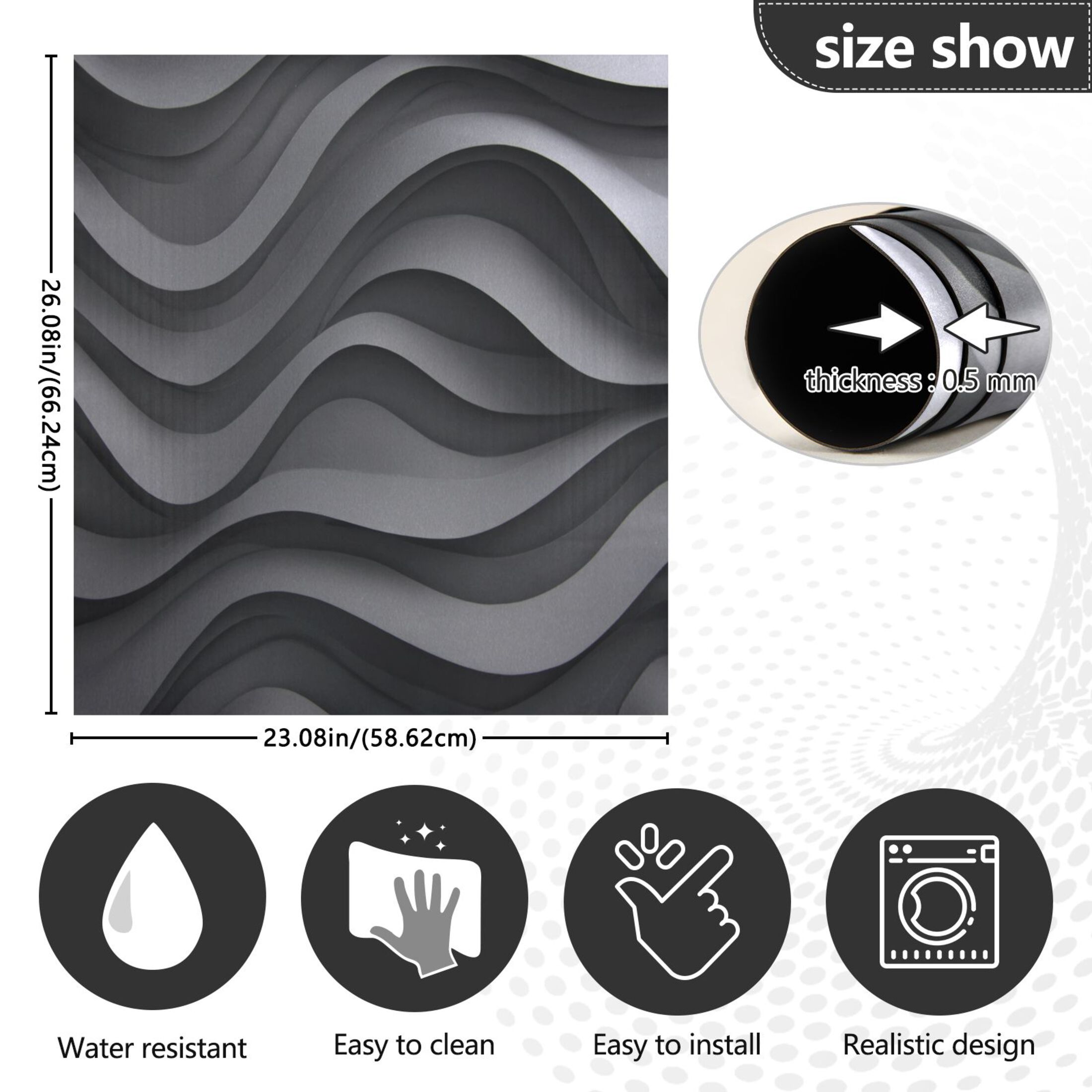 Dishwasher Magnetic Refrigerator Magnet Cover Sticker Home Decorative 23"x26" Undulating Waves