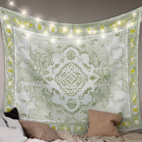Sage Green Tapestry for Bedroom Wall Hanging Tapestry, Boho Retro Decorative Abstract Floral Ethnic Ceiling Backdrop Tapestries Poster Blanket Wall Decor for Teens Room Living Room Dorm 39" x 59"