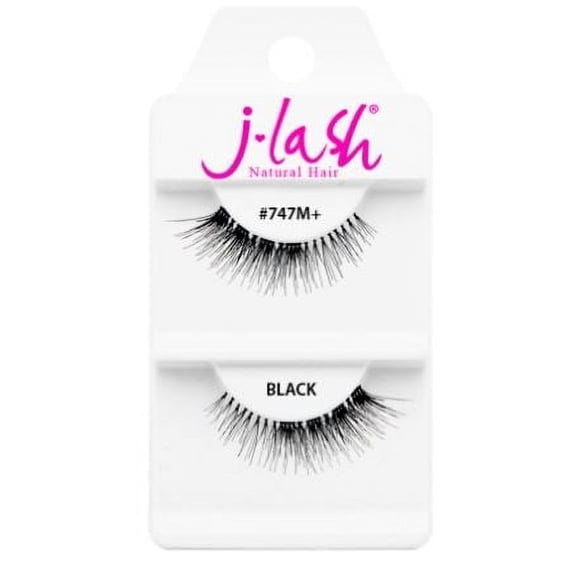 #747M  Black , J Lash Daily Eyelashes, hair scalp beauty - Pack of 2 w/ Sleek 3-in-1 Comb/Brush