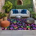 thumbnail image 2 of Purple Green Mushroom Outdoor Rug for Patio/Deck/Porch, Non-Slip Large Area Rug 5 x 7 Ft, Abstract Art Botanical Gradient Indoor Outdoor Rugs Washable Area Rugs, Reversible Camping Rug Carpet Runner, 2 of 8