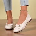 thumbnail image 5 of Womens Square Toe Slip On Ballet Flats with Bow - Comfortable Everyday Casual Shoes in Beige,Size 8.5, 5 of 9