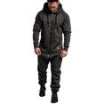 thumbnail image 3 of Goocheer Men Hooded Jumpsuit,Zipper Closure Kangaroo Pocket Ribbed Clothing, 3 of 5