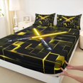 thumbnail image 3 of Erosebridal Electric Games Bed Sheets Set Twin Size,Neon Light Bedding Sets Twin Size,Glowing Yellow Ombre Checkered Bed Sheets Twin For Teens,Ultra Soft Bedroom Decoration，3-Piece, 3 of 8